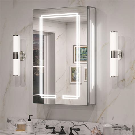 TETOTE 20x32 Inch Medicine Cabinet Bathroom LED Mirror 3 Colors