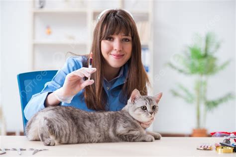 Cat Being Examining In Vet Clinic Photo Background And Picture For Free