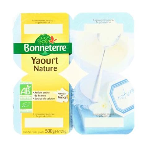 Bonneterre Yaourt Nature Au Lait Entier 4X125G Bio Naturalia Courses