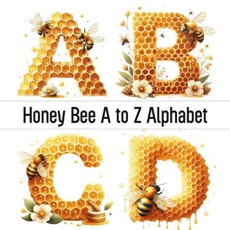 Honey Bee Clipart Png Letters Bee Sticker Bumble Bee Font Doodle