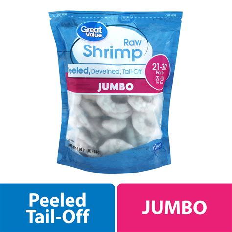 Great Value Frozen Raw Jumbo Tail Off Shrimp Oz Count Per Lb