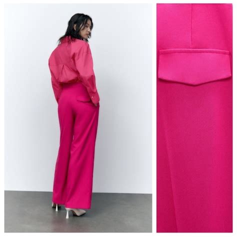 Zara Pants And Jumpsuits Nwt Zara Wide Leg Masculine Pink Trouser Blogger Fave Large Poshmark