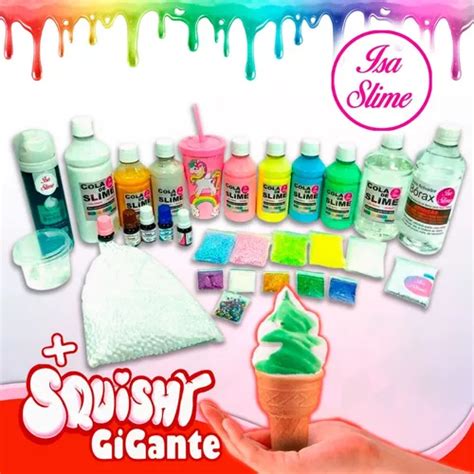 Kit P Fazer Slime Premium Isa Slime Squishi Sorvete Gigante