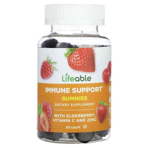 Lifeable Immune Support Gummies With Elderberry Vitamin C And Zinc Natural Berry 60 Gummies