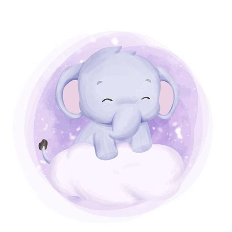 Cute Baby Elephant Vector Art Png Baby Elephant On Cloud The Cute