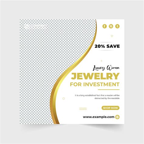 Luxury Jewelry promotional web banner vector with photo placeholders