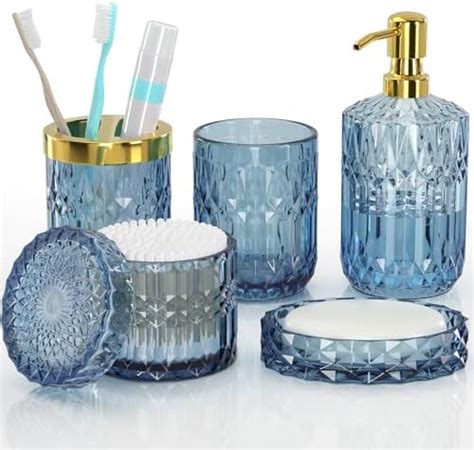 Amazon Aksipo Blue Acrylic Bathroom Accessory Set 4 Pcs Bathroom