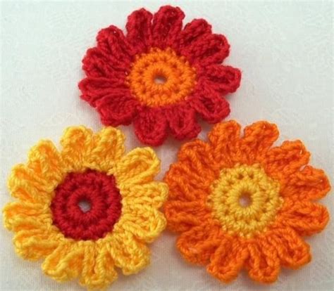 Crocheted Fall Flowers 12 Petals Etsy Crochet Fall Fall Flowers Etsy