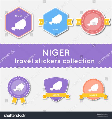 Niger Travel Stickers Collection Big Set: เวกเตอร์สต็อก (ปลอดค่า