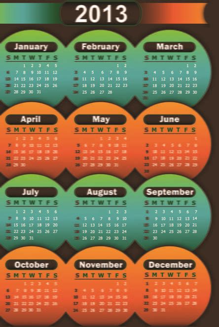 2013 Calendarios Diseño Elementos Vector Eps Uidownload