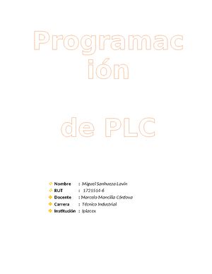 Programación DE PLC examen final jose farias PROGRAMACIÓN DE PLC