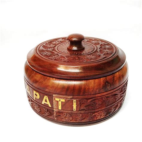 Wuducasa Wooden Chapati Box Round Sheesham To Serve Kitchendinning