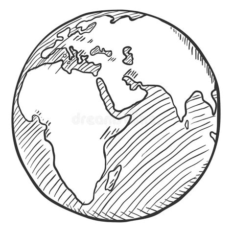 Sketch Globe World Map Black Vector Illustration Stock Vector