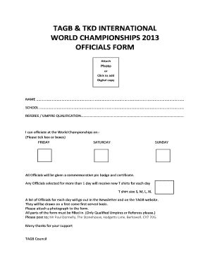 Fillable Online Tagb Mistrzostwa Wiata Taekwondo Anglia 2013