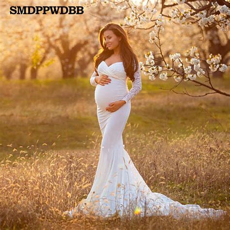 Smdppwdbb New Maternity Photography Dress Pregnant Woman Lace Tulle