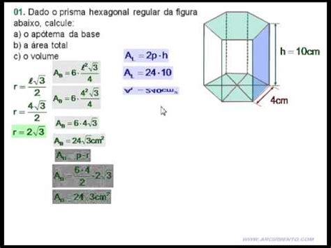 Aprenda V Deo Aula Volume De Um Prisma Hexagonal S Exerc Cios