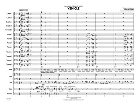 Vehicle Full Score By The Ides Of March Jazz Ensemble Digital