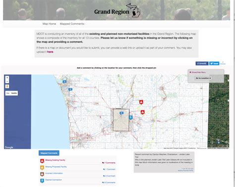 MDOT Grand Region Non-motorized Facility Survey Map - Community Remarks