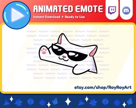 Twitch Emote Animated Cool Cat Bongo Cute Kawaii White Cat Etsy