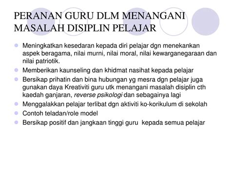 Peranan Guru Dalam Disiplin Pelajar Uloga Peranan