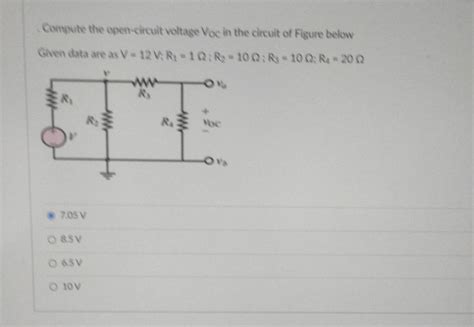 Comsute The Open Circuit Voltage Voc In The Circuit Of Figure Below Give