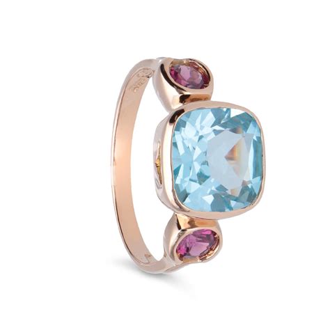 Anello In Oro Rosa Con Topazio Azzurro E Tormaline Rosa STANOPPI