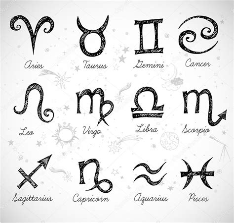 Conjunto De Signos Zodiacales Vectoriales Vector De Stock