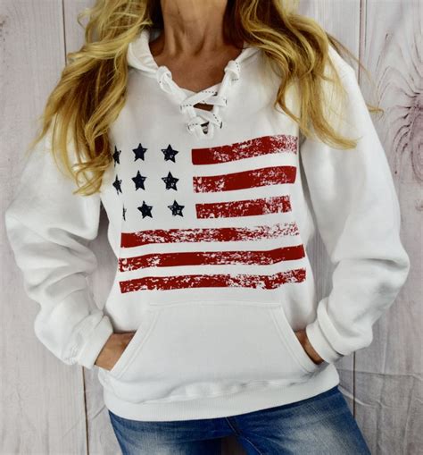 American Flag Sweatshirt 4th Of July Sweatshirt Lace Up Etsy In 2020