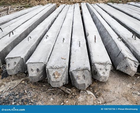 Concrete Piles on Ground for House Construction Stock Photo - Image of ...