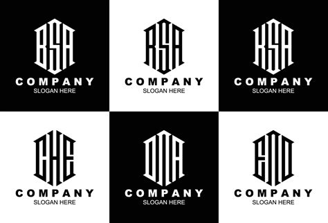 Set Of Creative Three Letter Hexagon Monogram Logo Template 6547578