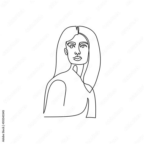 Drawing Of A Womans Face In A Minimalist Line Style Fashion