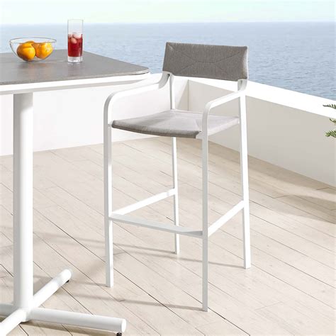 Raleigh Stackable Outdoor Patio Aluminum Bar Stool in White Gray - Hyme ...