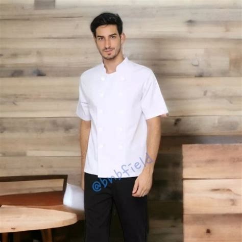 Jual Baju Kemeja Seragam Koki Chef Putih Polos Bahan American Drill