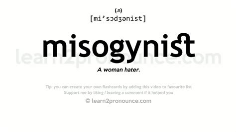 Misogynist Pronunciation And Definition Youtube