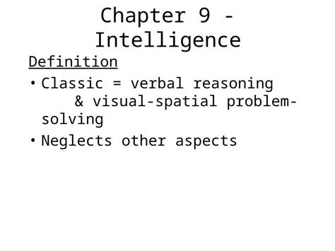 Ppt Chapter 9 Intelligence Definition Classic Verbal Reasoning