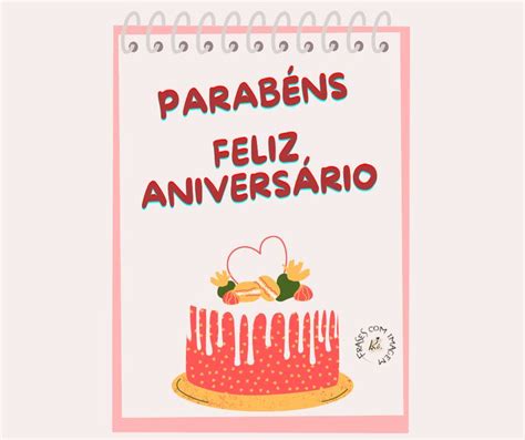 A Birthday Card With The Words Parabens Feliz Aniversario