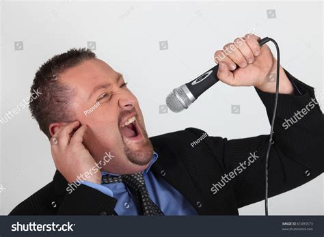 Portrait Man Screaming Into Microphone Stock Photo Shutterstock