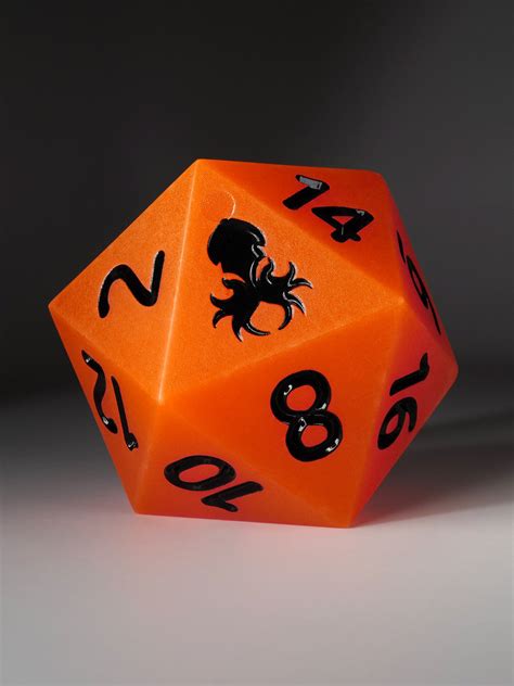 Orange Glow in the Dark 55MM D20 – Kraken Dice