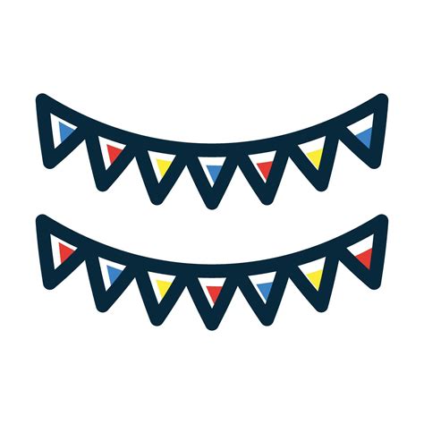 Bunting Vector Thick Line Filled Dark Colors Icons For Personal And