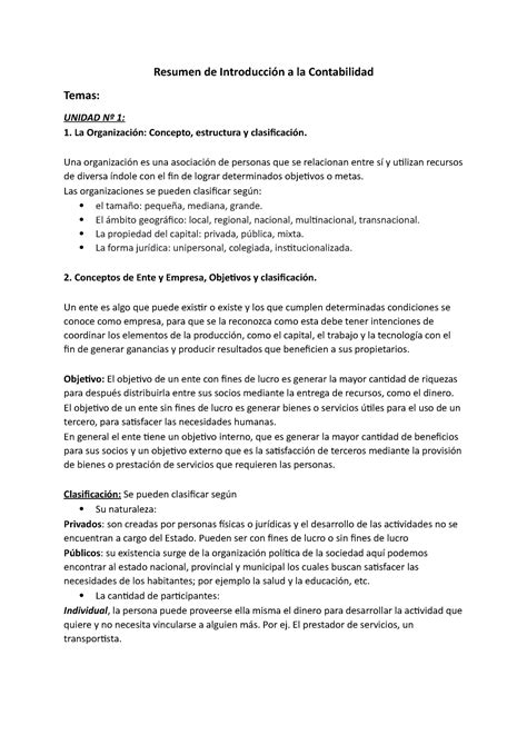 Resumen 1er Parcial Contabilidad Resumen De Introducción A La