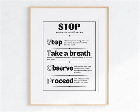 Printable Mindfulness Poster PDF Instant Digital Download STOP ...