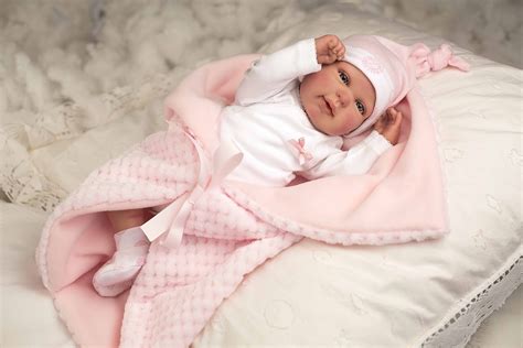 Arias Dolls Reborn Doll Pink With Blanket Multicoloured