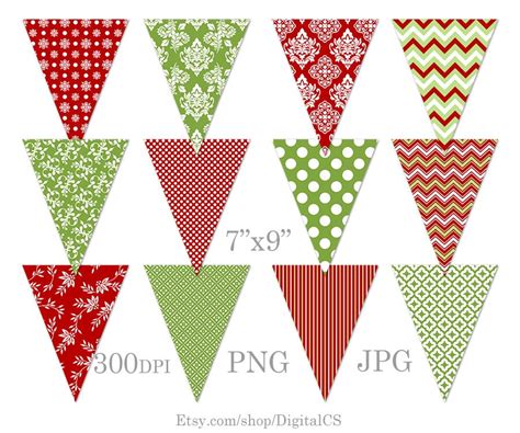 Diy Christmas Garland Printable Christmas Bunting Clipart Christmas