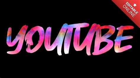 YouTube | Editable Watercolor Font | Text Effect Generator