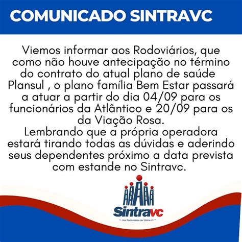 Comunicado Do Sintravc Aos Rodovi Rios Referente Antecipa O No T Rmino