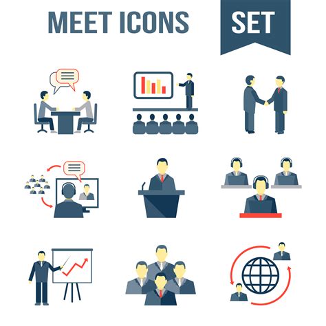 Meet business partners icons set 459819 Vector Art at Vecteezy