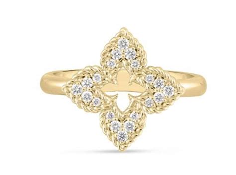 Kt Yellow Gold Venetian Princess Pave Diamond Flower Fashion Ring