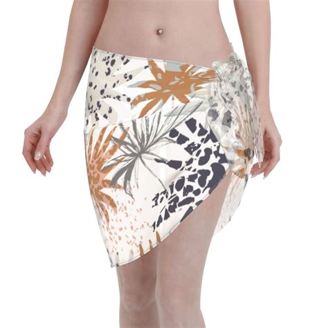 Coaee Tropical Leaves Women S Short Sarongs Beach Wrap Sheer Bikini