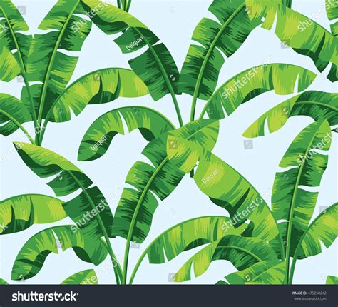 Seamless Tropical Pattern Banana Leaves Vector Stock Vector Royalty