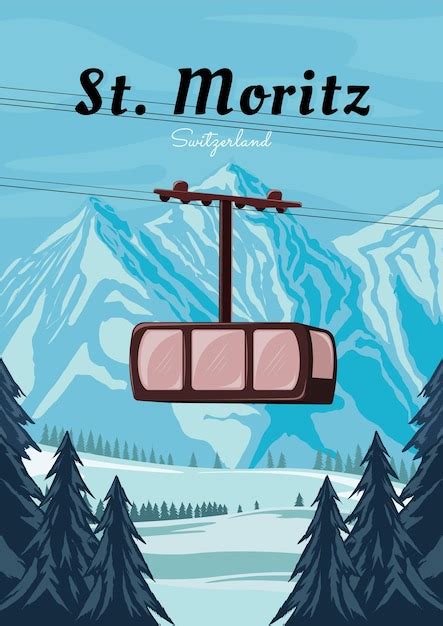 Premium Vector St Moritz Switzerland Vintage Poster Design Winter In